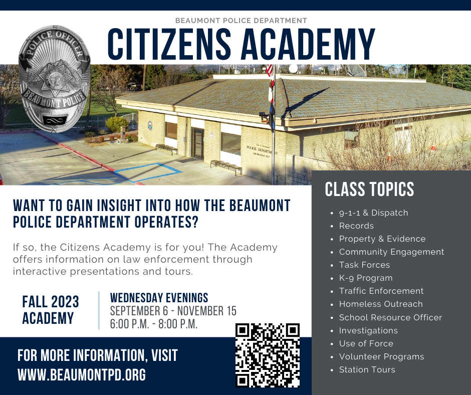 Fall 2023 Citizens Academy Flyer