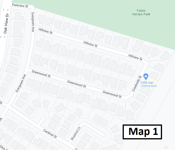 Map 1 Oak Valley Greens Google Street Map