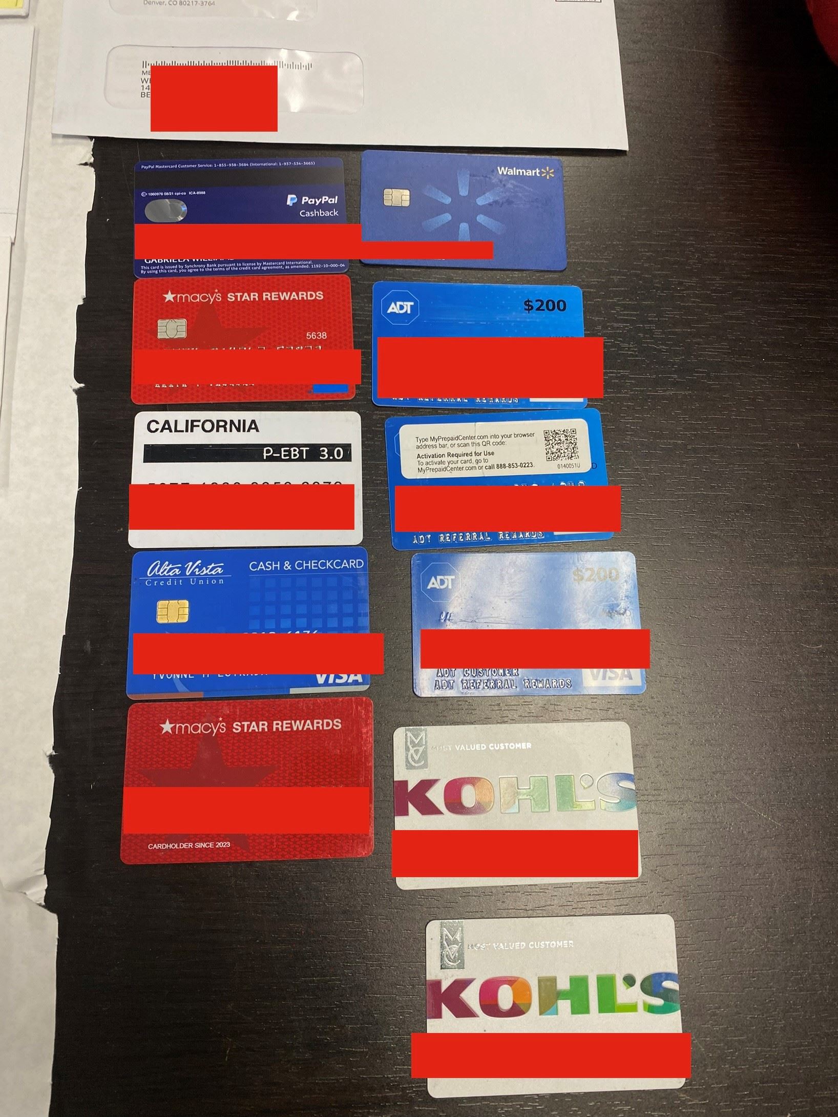 Arrest: Vehicle Burglary, Mail Theft Evidence Photo